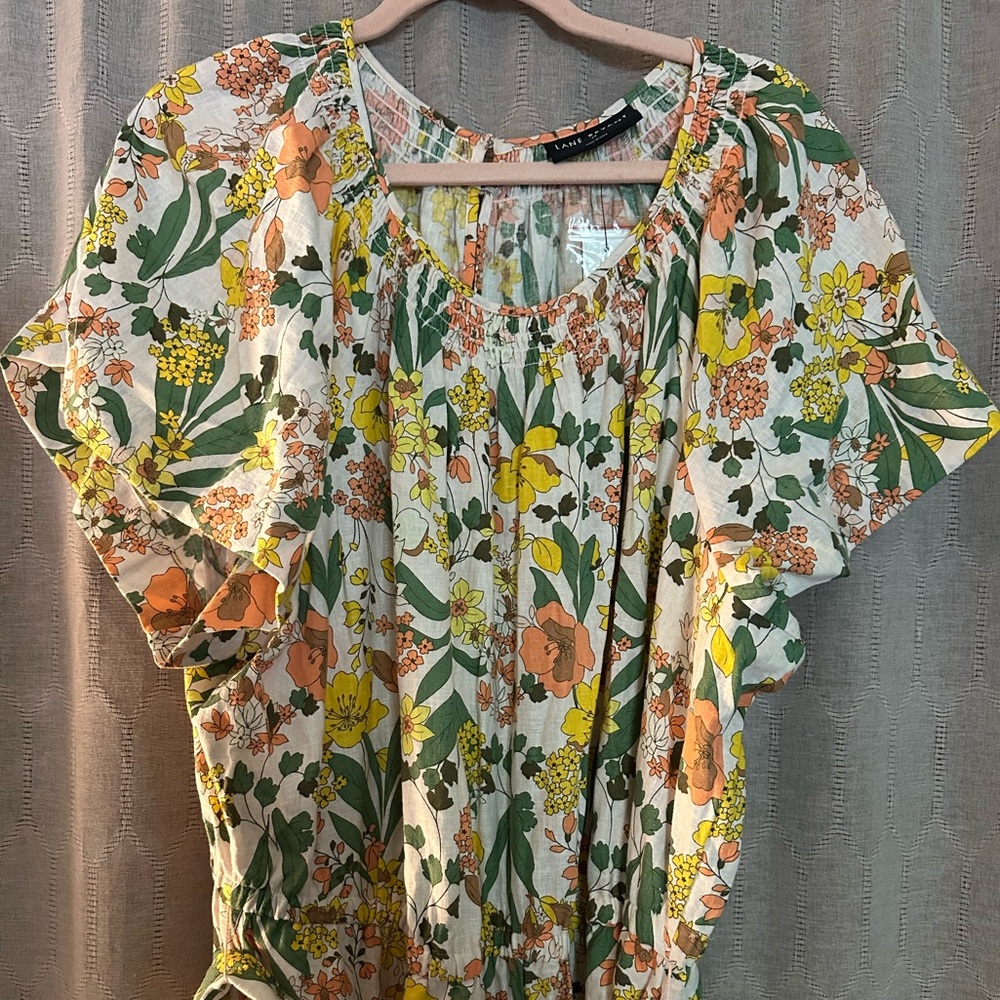 Lane Bryant Smocked-Neck Wide Leg Floral Jumpsuit - Picture 3 of 11